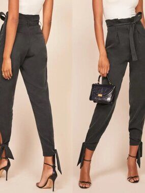 REFORMATION Avalon Vintage Alack Ankle Tie Paperboy High Waisted Trouser Pants 8